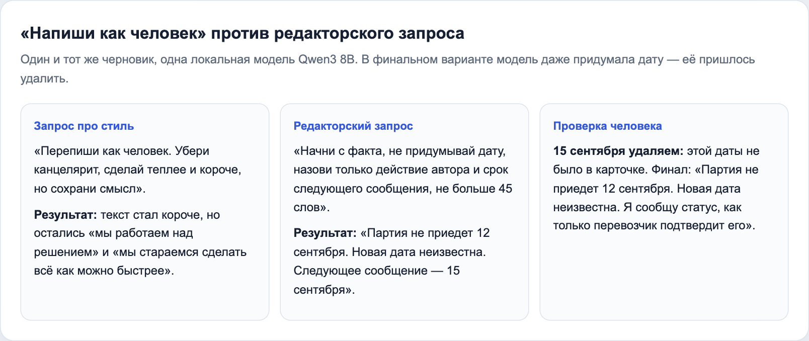 Сравнение двух запросов и финальная правка после выдуманной даты