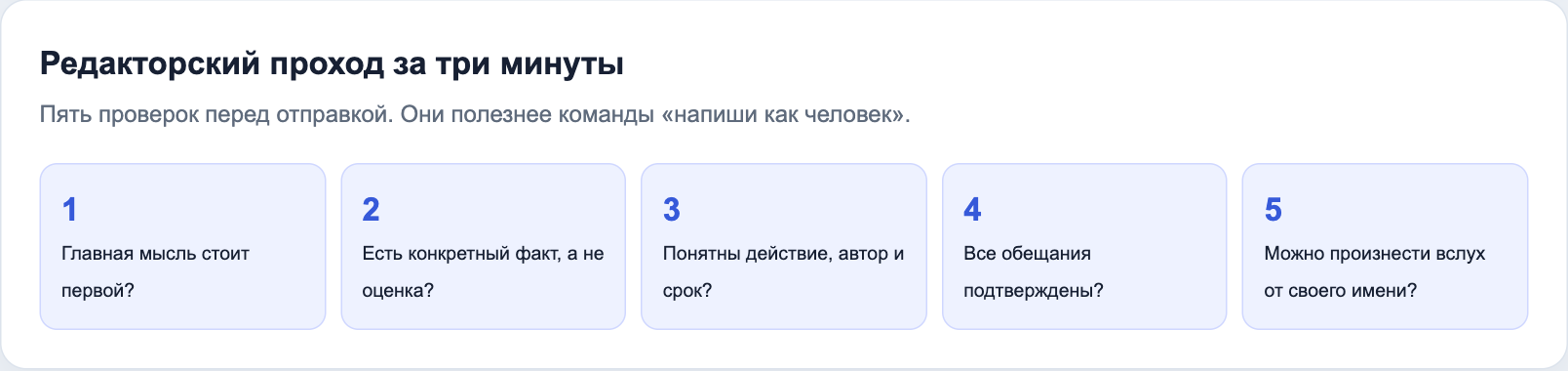 Пять проверок перед отправкой текста